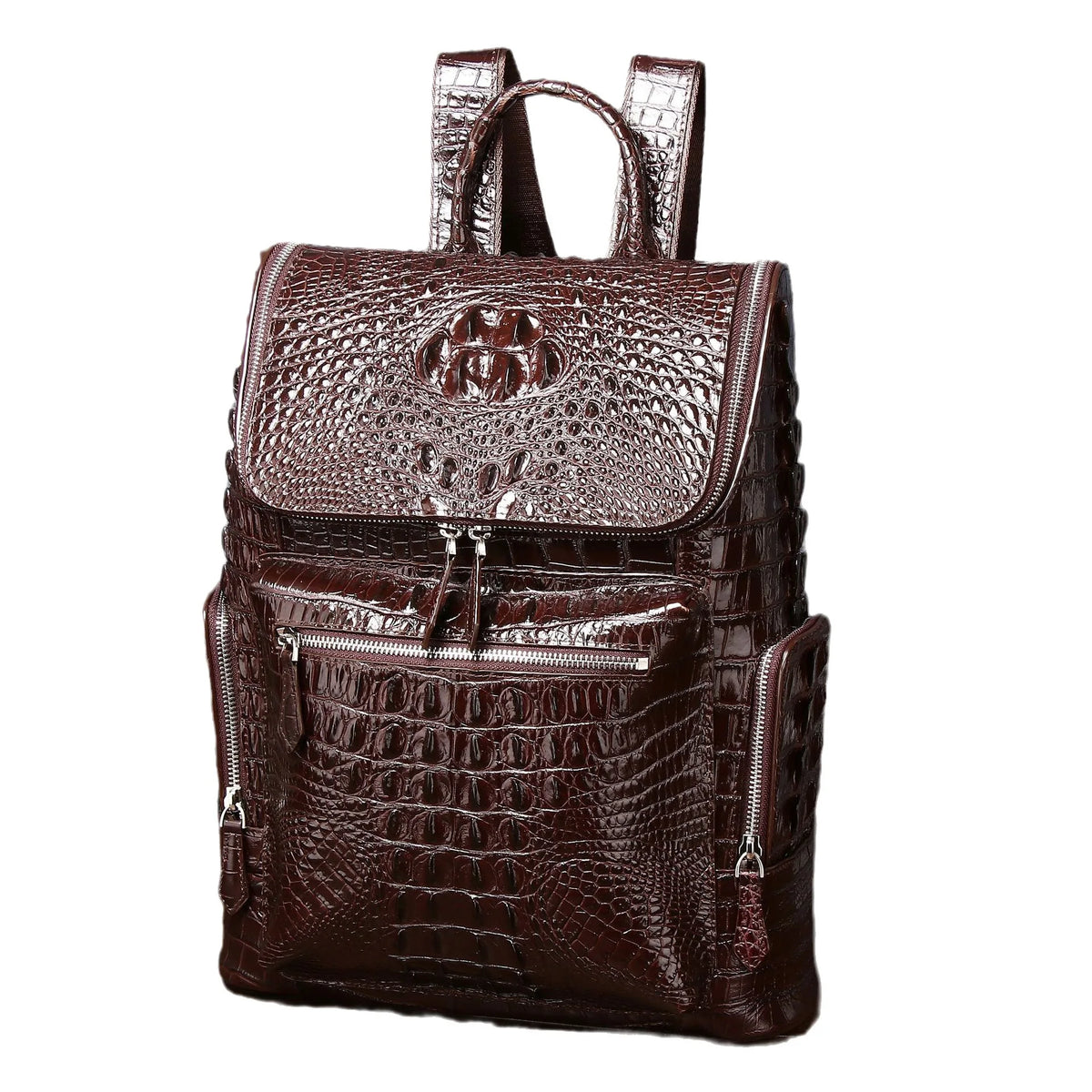 Crocodile-Embossed Leather Men's Backpack – Luxury Alligator Bag
