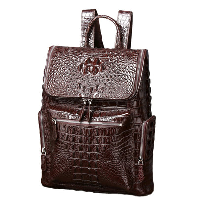 Crocodile-Embossed Leather Men's Backpack – Luxury Alligator Bag