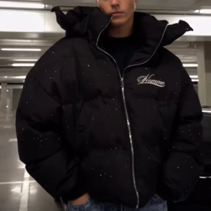 Men's Puffer Jacket Thick Warm Cotton-Padded Coat Harajuku Streetwear