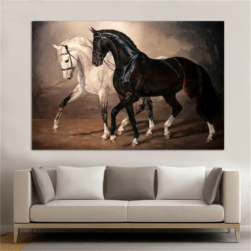 Wild Horse Canvas Wall Art – Majestic Running Stallion Poster Print