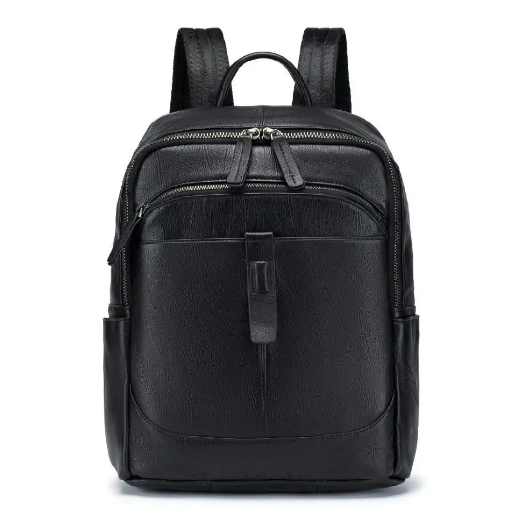Genuine Leather Men's Backpack – Embossed Laptop School Bag