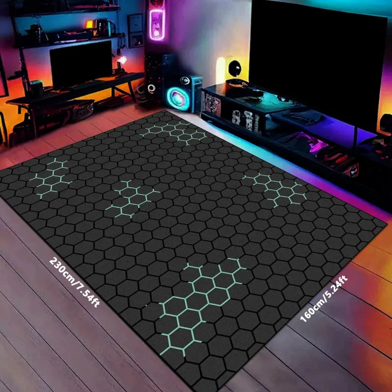 Gaming Rug Honeycomb – Non-Slip Large Area Carpet for Gaming Room