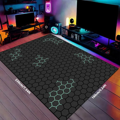 Gaming Rug Honeycomb – Non-Slip Large Area Carpet for Gaming Room