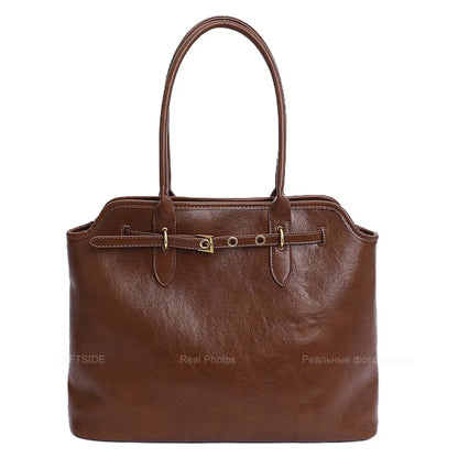 Big PU Leather Short Handle Shoulder Bag