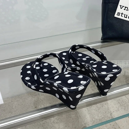 Polka Dot Wedge Flip-Flops for Women – Summer Clip Toe Slippers