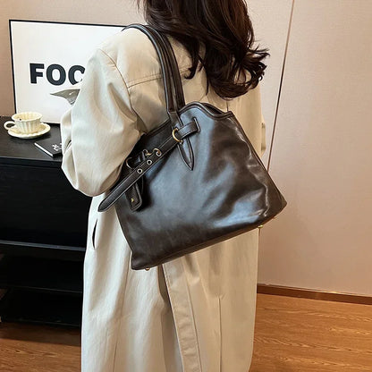 Retro PU Leather Handbag – Women's Y2K Crossbody Shoulder Bag