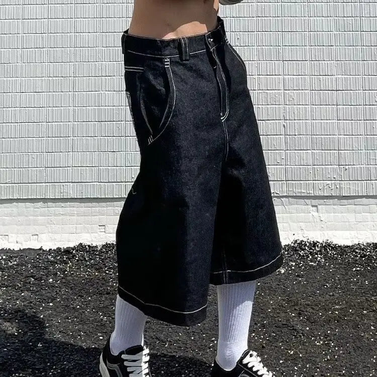 Men's Loose Fit Denim Shorts – Streetwear Graphic Pockets