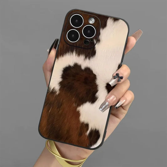 Brown Cow Print iPhone Case – Trendy Animal Pattern Cover