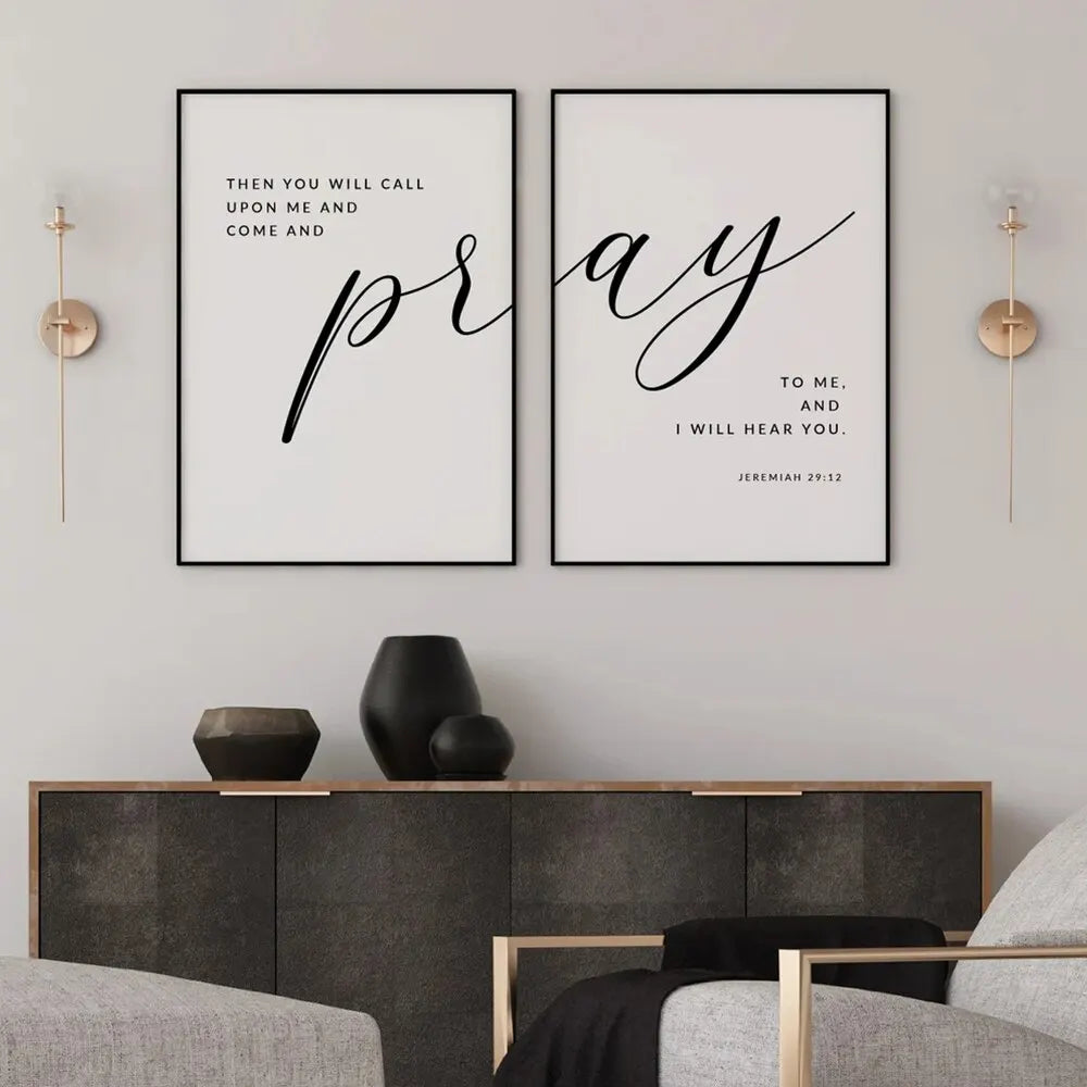 Jeremiah 29:12 Bible Verse Wall Art Print – Christian Scripture Poster
