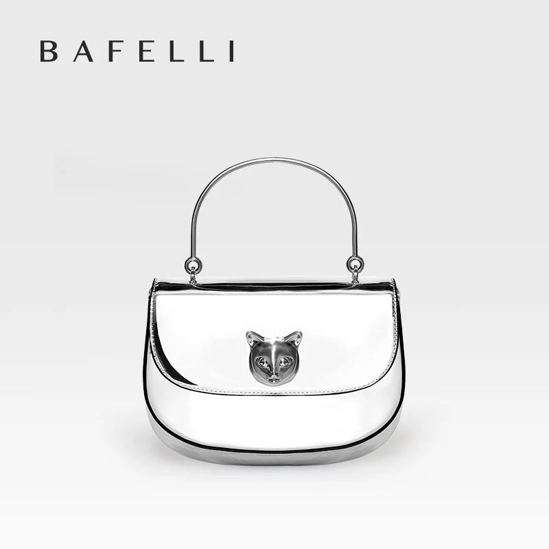 Crossbody Leather Handbag with Cat Clasp – Evening Bag