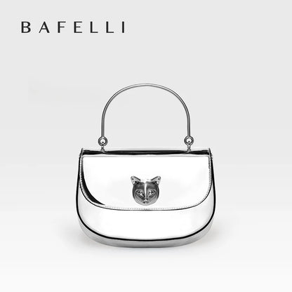 Crossbody Leather Handbag with Cat Clasp – Evening Bag