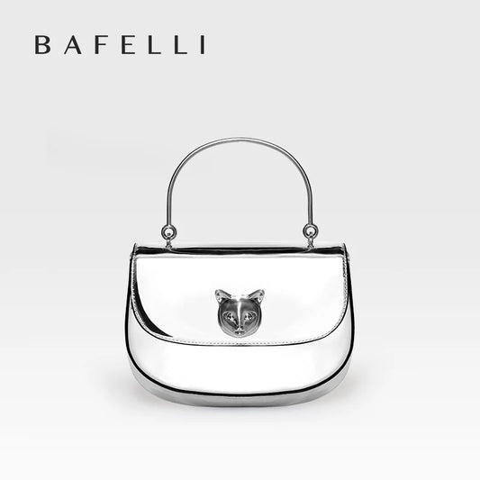 Crossbody Leather Handbag with Cat Clasp – Evening Bag