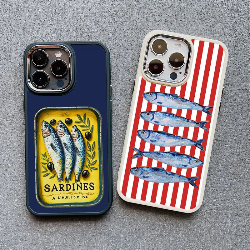 Sardine Can iPhone Case – Cute Fish Pattern Silicone Cover