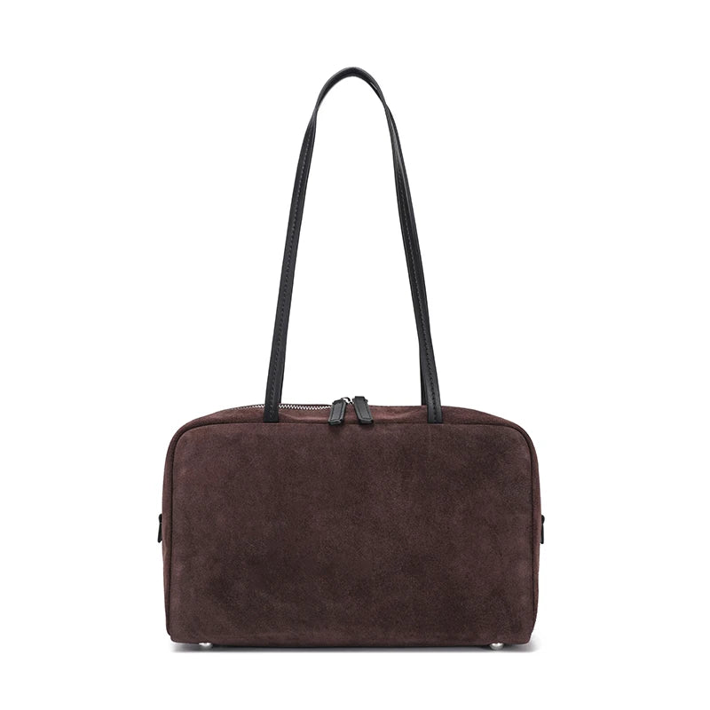 Suede Leather Boston Crossbody Bowling Tote Bag
