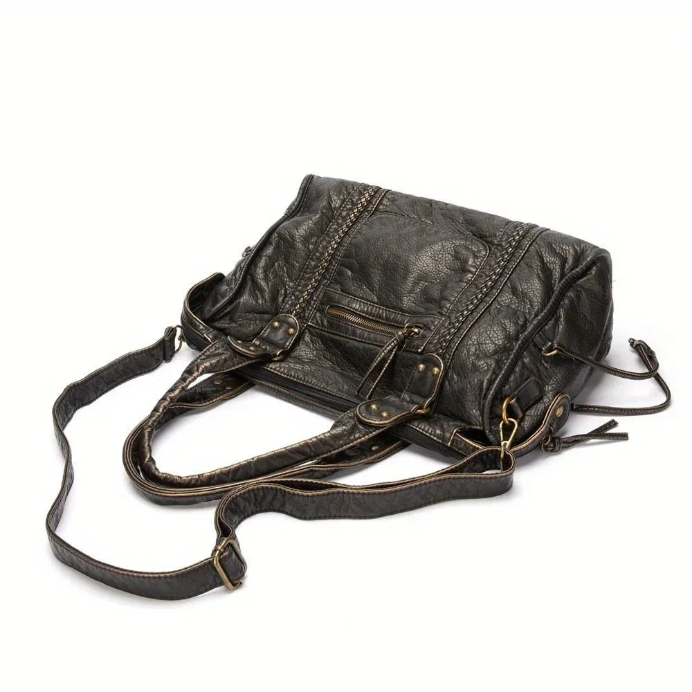 Soft Leather Retro Y2K Motorcycle Tote Bag