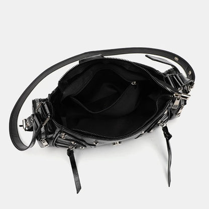 Women's Y2k Punk Vintage Shoulder Purse PU Leather Gothic Rivet Handbag