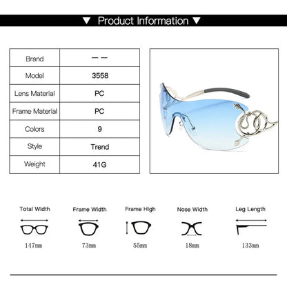 Y2K Rimless Sunglasses – Women's Gradient Wrap Shield