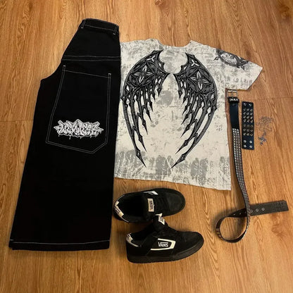 Y2K Men's Streetwear Set – Graphic Embroidered Shorts, Tops & Tracksuits