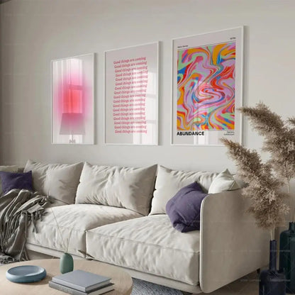 Aura Gradient Canvas Poster – Retro 70s Psychedelic Wall Art