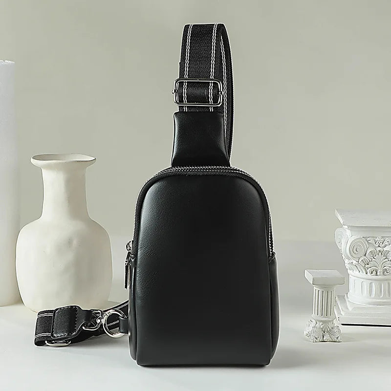 Unisex Soft Leather Crossbody Chest Waist Bag