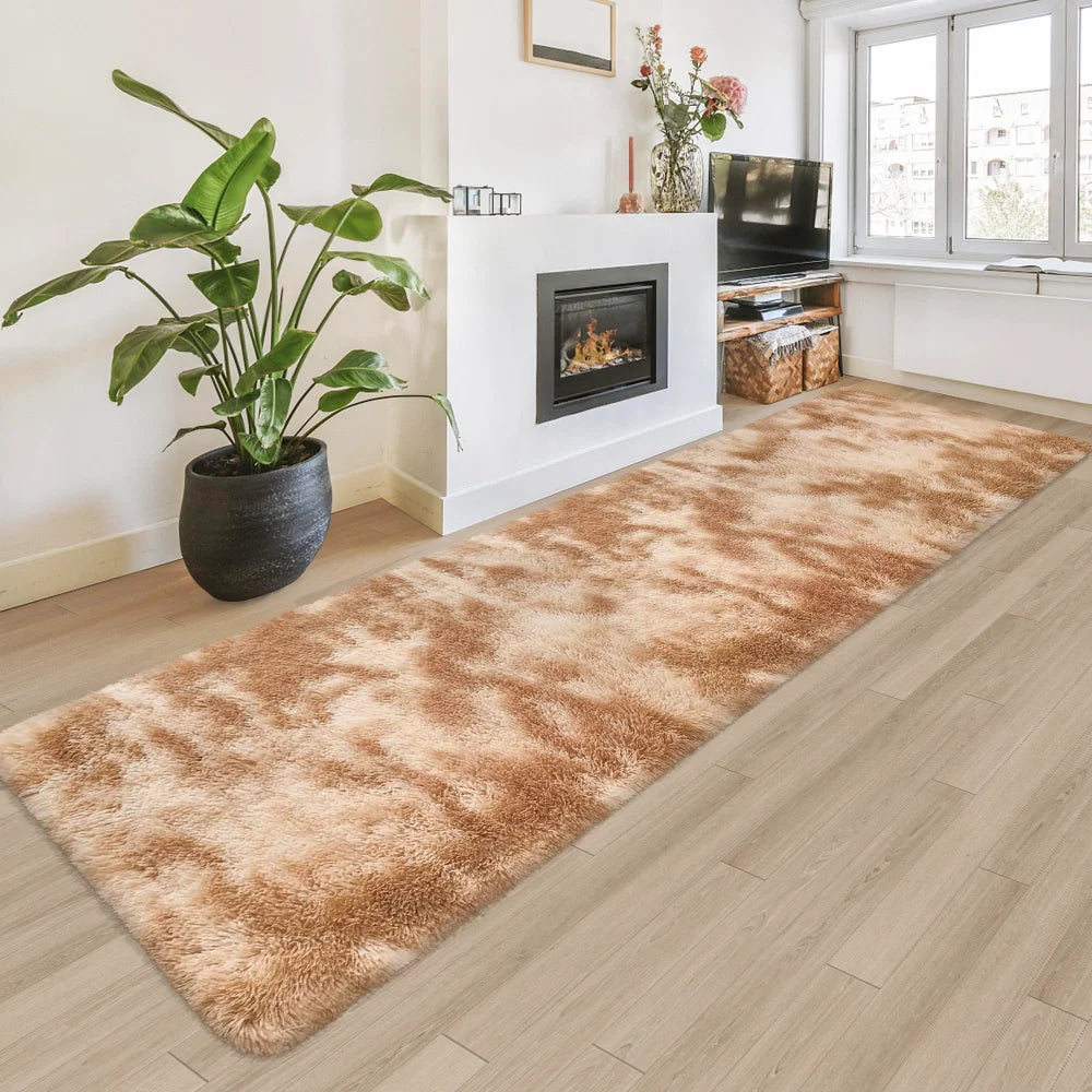 Tie-Dye Shaggy Runner Rug – Soft Fluffy Floor Mat for Bedroom & Living Room