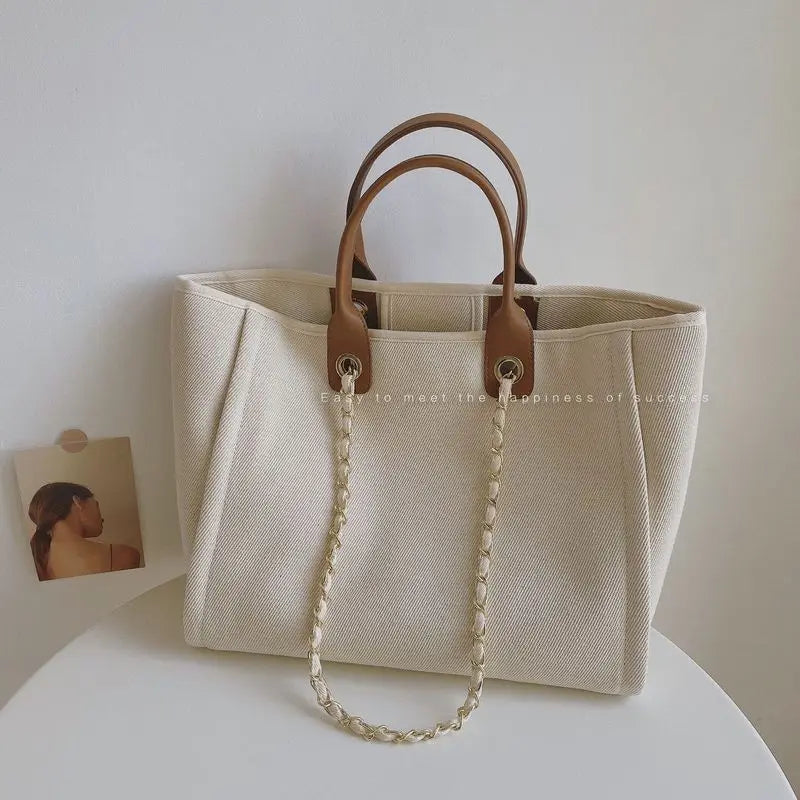 Retro Large Capacity Black Tote Bag Women Autumn Vintage