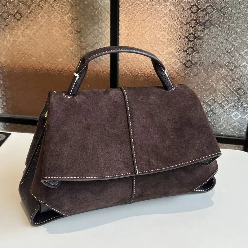 Women Frosted Handbag High-end Suede Flap French Shoulder Bag