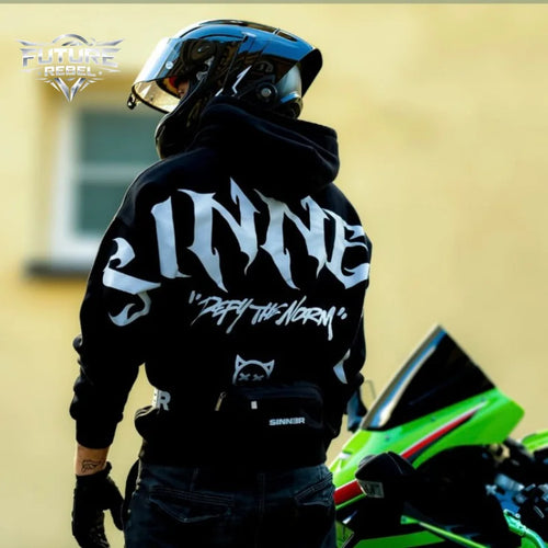Sinner Reflective Graphic Hoodie – Unisex Loose Fit Streetwear