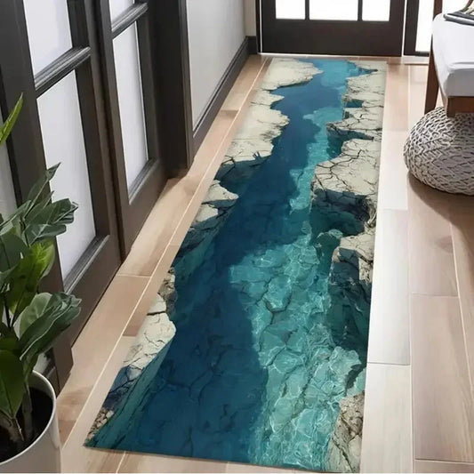 3D Optical Illusion Waterfall Abyss Runner Rug – Hallway Mat