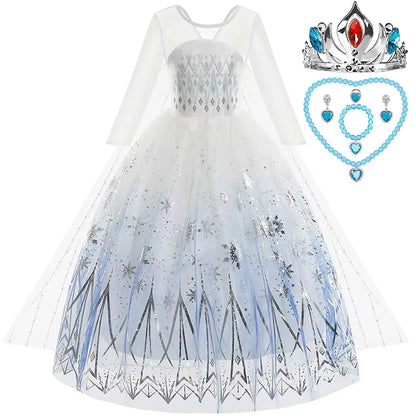 Elsa Princess Long Sleeve Frozen Dress