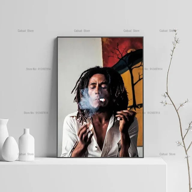 Bob Marley Black & White Canvas Wall Art Print – Music Legend Poster