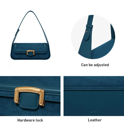 Suede Buckle Flap Shoulder Bag
