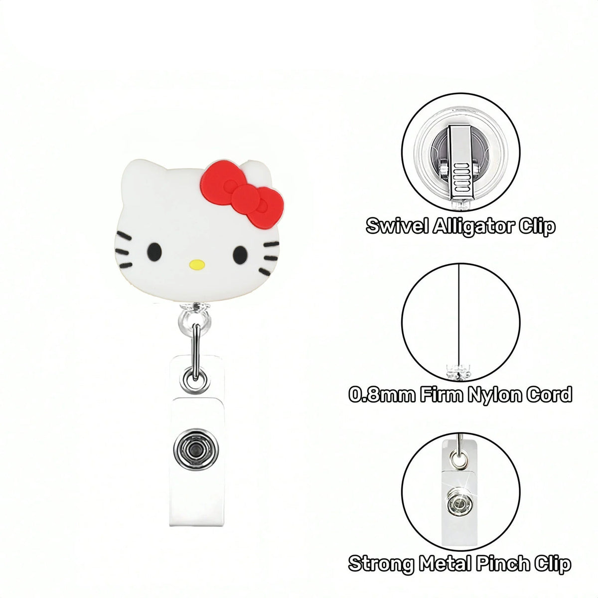 Sanrio Cat Retractable Badge Reel Keychain