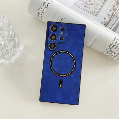 Leather Samsung Galaxy Case – Magnetic Wireless Charging Cover S21–S26