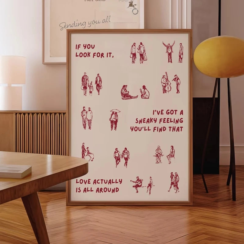 Love Actually Is All Around Wall Art Print – Romantic Quote Poster
