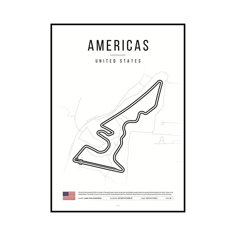 F1 Race Track Map Poster – Formula 1 Circuit Wall Art Print