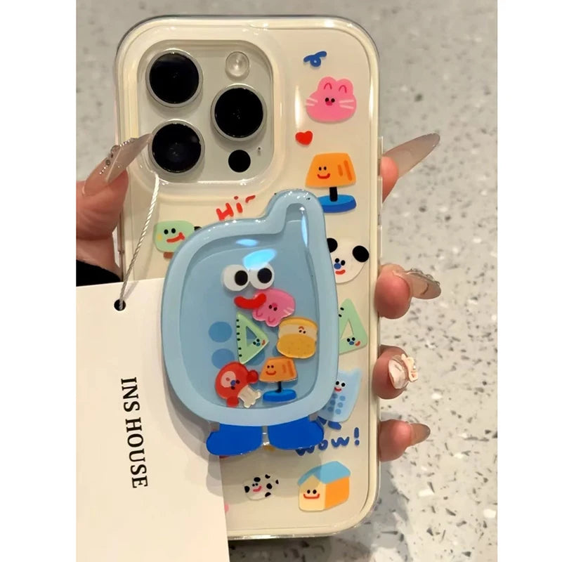 Cartoon Shakeable Grip Tok iPhone Case with Holder
