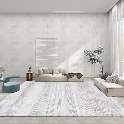 Modern Grey Area Rug – Soft Textured Carpet for Living Room & Bedroom