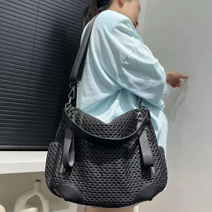 Neutral Mesh Spliced Nylon Shoulder Bag