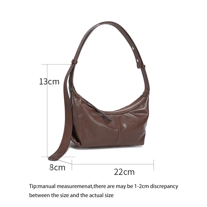 Burgundy Genuine Cowhide Leather Underarm Bag