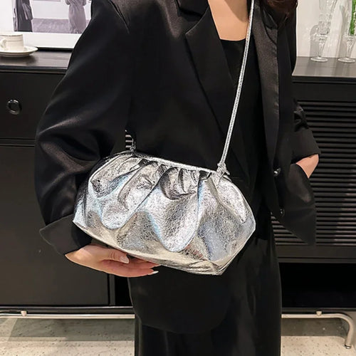 Small Luxury Design Women's Leather Silver Cloud Bag