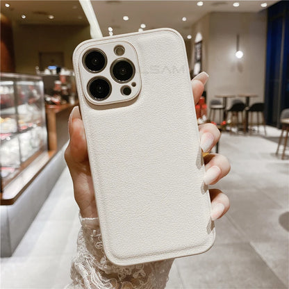 Leather Texture Silicone iPhone Case – Slim & Stylish