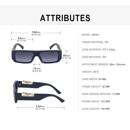 Leopard Rectangle Sunglasses – Luxury Designer Square Shades for Women & Men