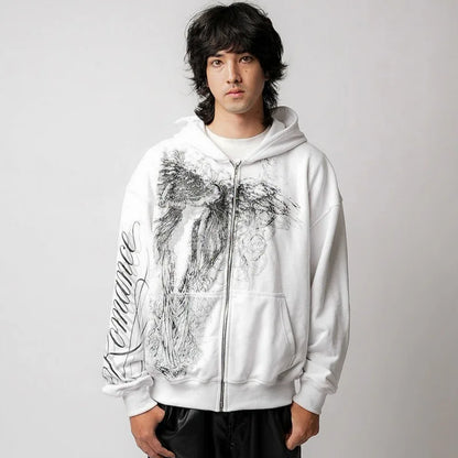 Y2K Graphic Hoodie & Thermal Sweatshirt Retro Hip Hop Street Style
