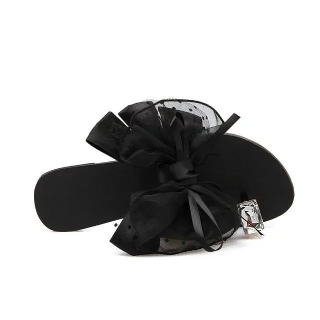 Women's Bow Slippers – Low Heel Beach Sandals, Sizes 35–42