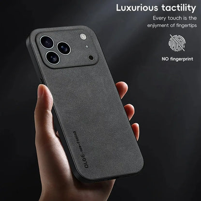 Luxury Leather iPhone Case – Sheepskin Matte Shockproof Cover