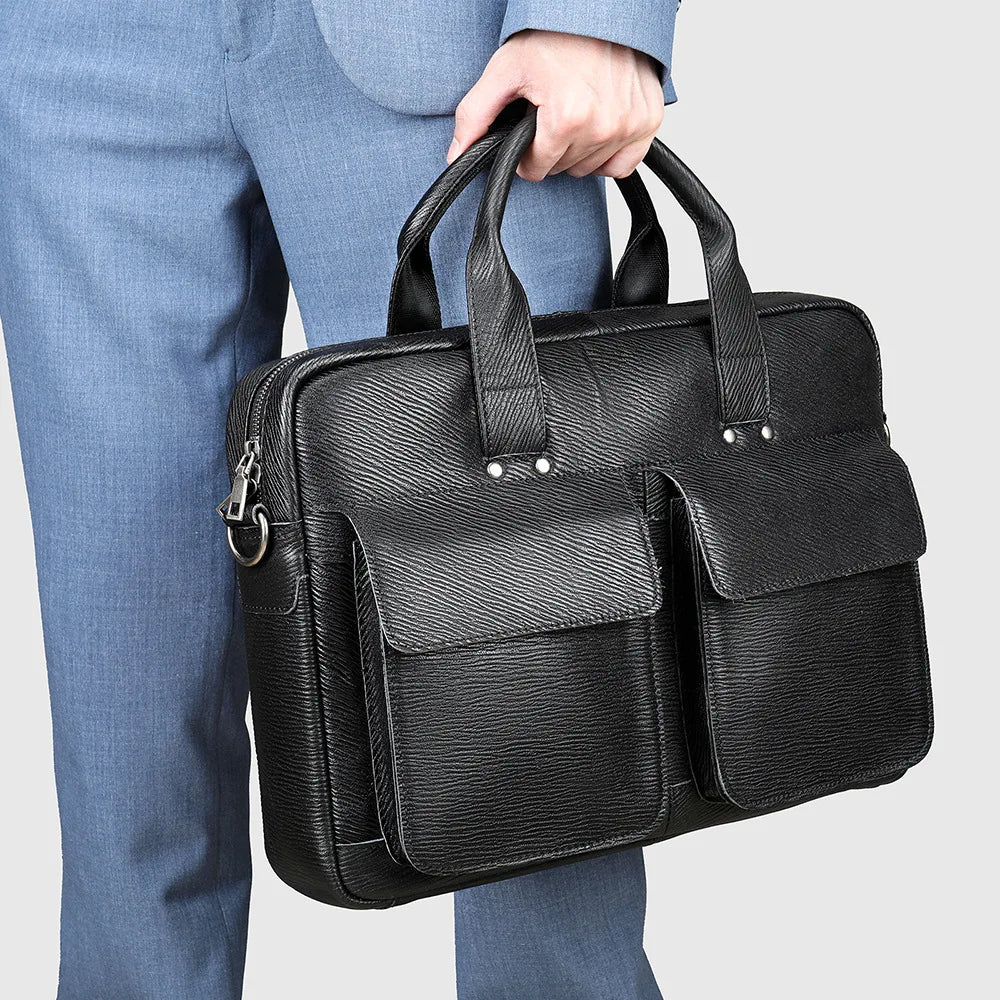 Genuine Leather Briefcase – Men's 16" Laptop Messenger Bag