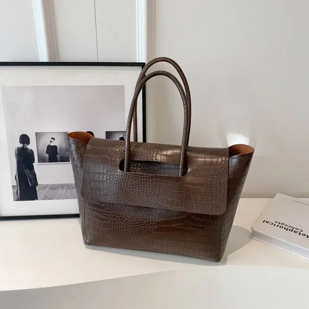 Luxury Crocodile Pattern Women Handbag With Short Handle