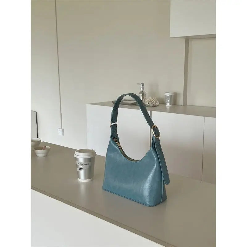PU Leather Solid Handbags Women Spring Zipper Casual