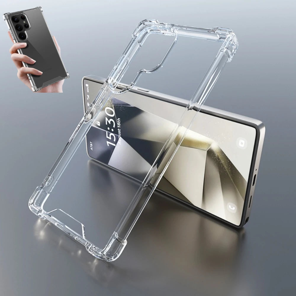 Transparente Anti-Yellowing Phone Cases Samsung S25 Ultta S24 S23 Plus S22 S21 S20 Fe A15 A16 A06